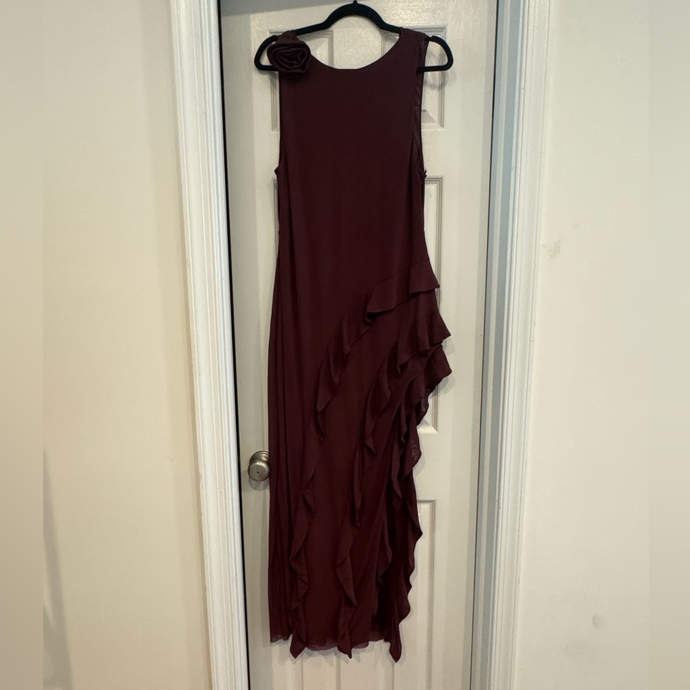 AFRM purple/plum gown with rosette